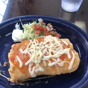 Steak Chimichanga. Ask for the homemade hot sauce too. Very tasty.