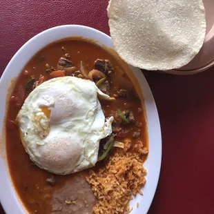 Steak and eggs with fresh corn tortillas