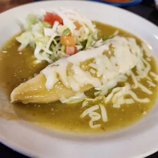 Tomales in a really good green salsa