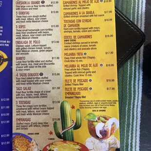 menu