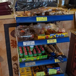 a display of mexican food