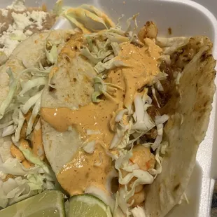 Close up of the Tijuana Taco (shrimp)