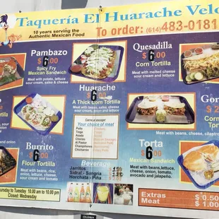 a menu for a mexican restaurant