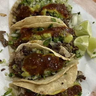 Tacos de cabeza and asada