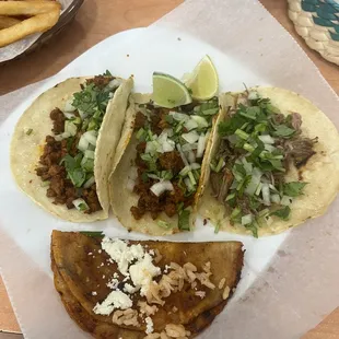 Tacos both chorizo &amp; carnitas