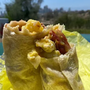 11. Egg, Beans, Cheese &amp; Bacon Burrito cross section attempt