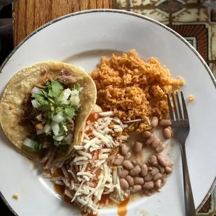 Taco enchilada rice and beans