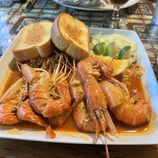 The fantastic langoustin.  Note Texas toast style bread to sop up the sauce.  Spot on.