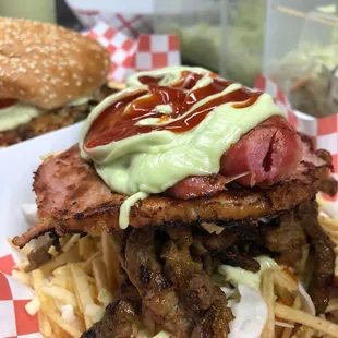  sandwich with meat and sauce