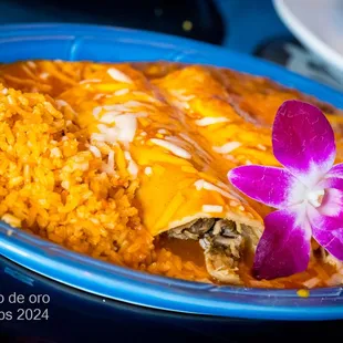 2 Enchiladas w/Carnitas