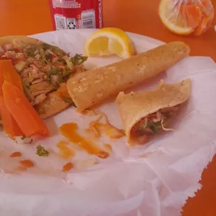 Chicken tacos and coke