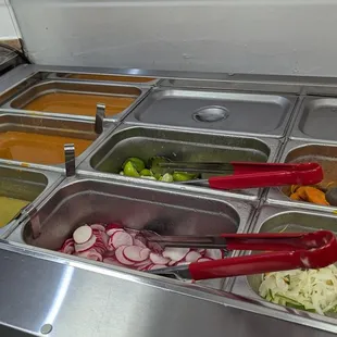 a variety of condiments