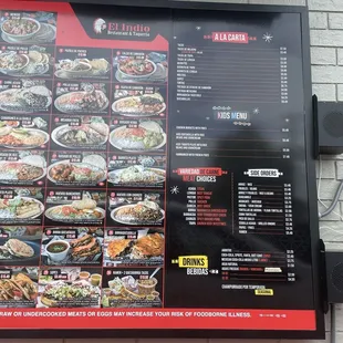 Drive thru Menu