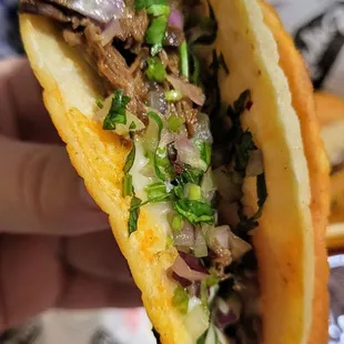 Inside the birriaquesa taco