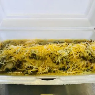 Green Chile burrito bañado