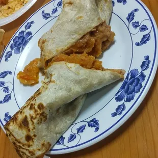 Chicharron burrito (rice n beans inside....I got the rice on the side this time)