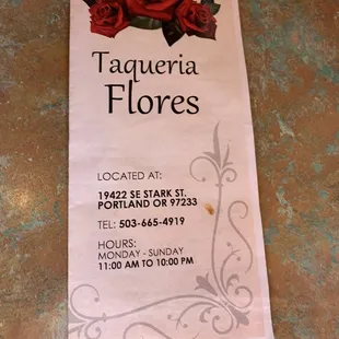 Dirty menu for new taco menu within restaurant