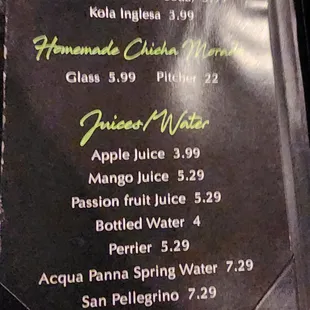 Passion fruit juice $5.29 on menu