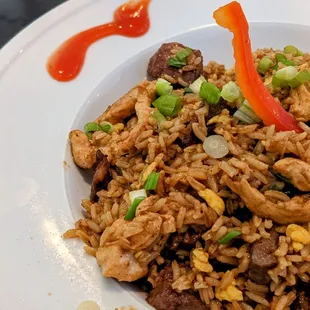 Chaufa de pollo y carne
