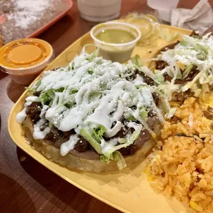 Sopes.  Just a corn masa boat all filled with love.