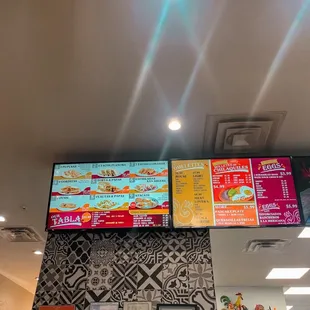 the menus on the wall
