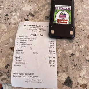 receipt and phone