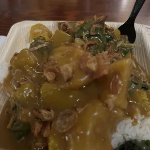 Pumpkin curry over rice, a fall special