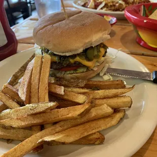 Green Chile Cheese Burger