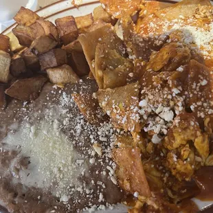Chilaquiles with red sauce