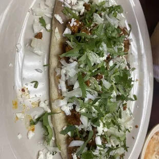 Huarache with pastor