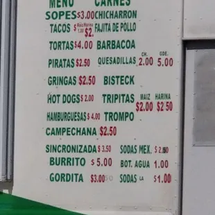 menu