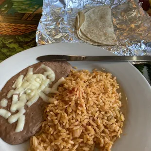Tortillas with rice &amp; beans