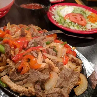 Their outstanding fajitas (chicken and steak combo).