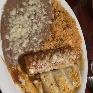 Combination with an enchilada and chimichanga