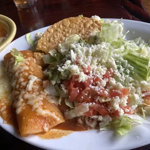 Enchilada, beef taco, chalupa