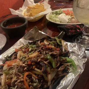 Steak Fajitas, Classic Margarita on the rocks