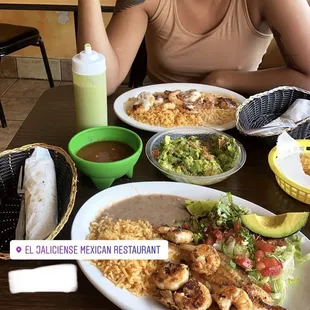 Guacamole, Grilled Tilapia &amp; Grilled Shrimp Plate