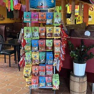 a display of mexican food