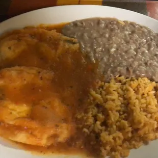 Chile Relleno with Rice and Beans, outstanding!