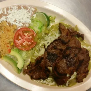Green enchiladas with steak. ... yummyy