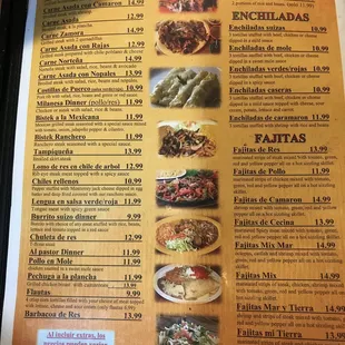 a menu for a mexican restaurant