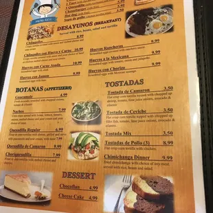 a menu for a mexican restaurant