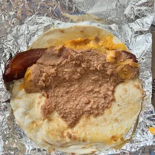 Bean and cheese with bacon