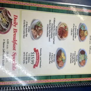 a menu for a mexican restaurant