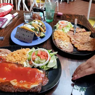 two plates of food on a table