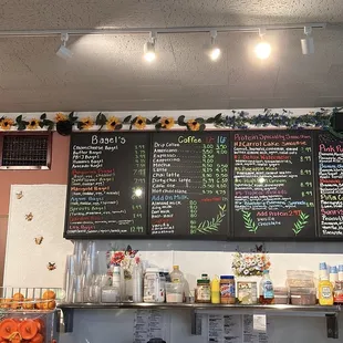 Bagel and coffee menu