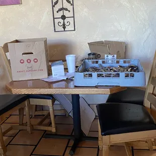 Trashy ass service. Get this shit out of the dining area.