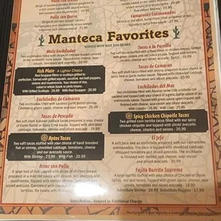 a menu for a mexican restaurant