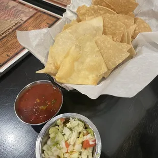Chips, salsa and cabbage