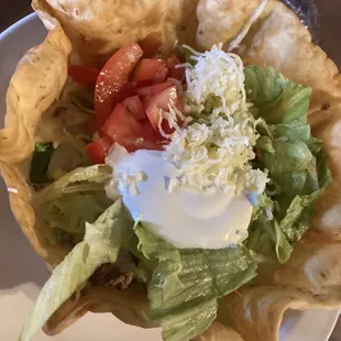 Lunch taco salad has tons of meat